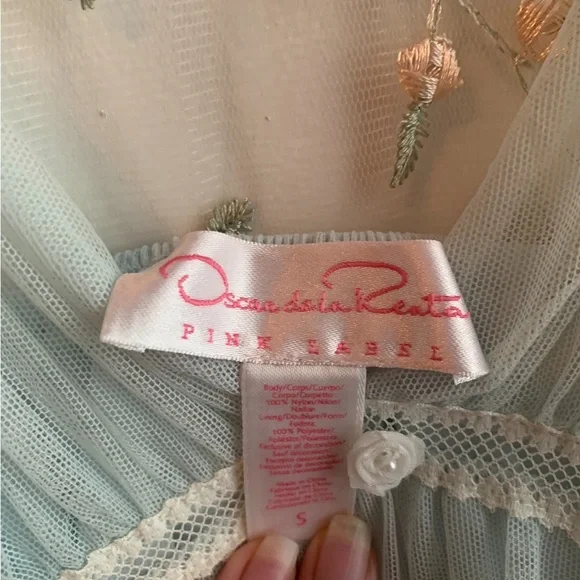 vintage oscar de la renta light blue sheer chemise - Picture 6 of 6